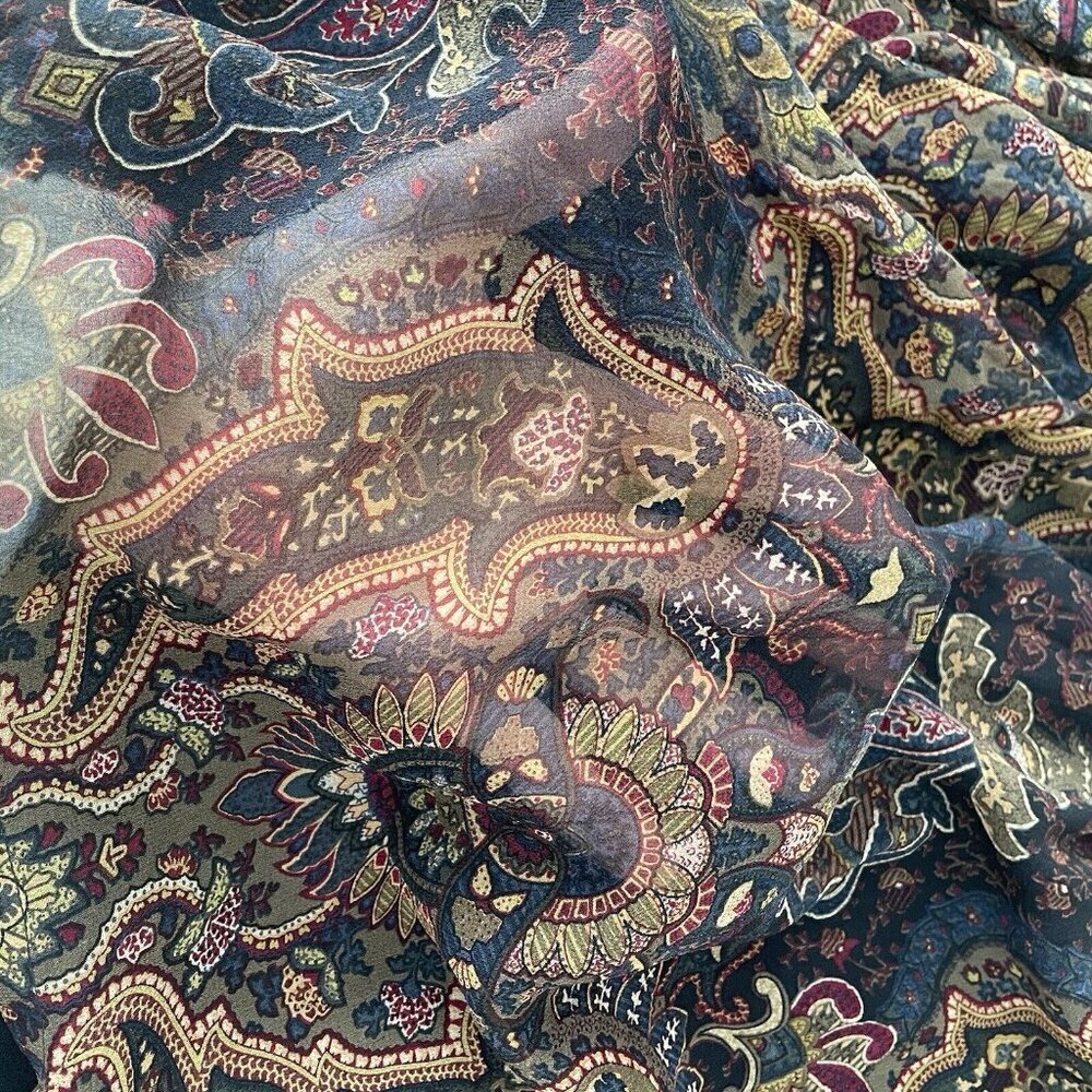 Ellen Tracy Linda Allard design Silk Lined Paisley Skirt 2 Dark Academia Fairy - Picture 6 of 11